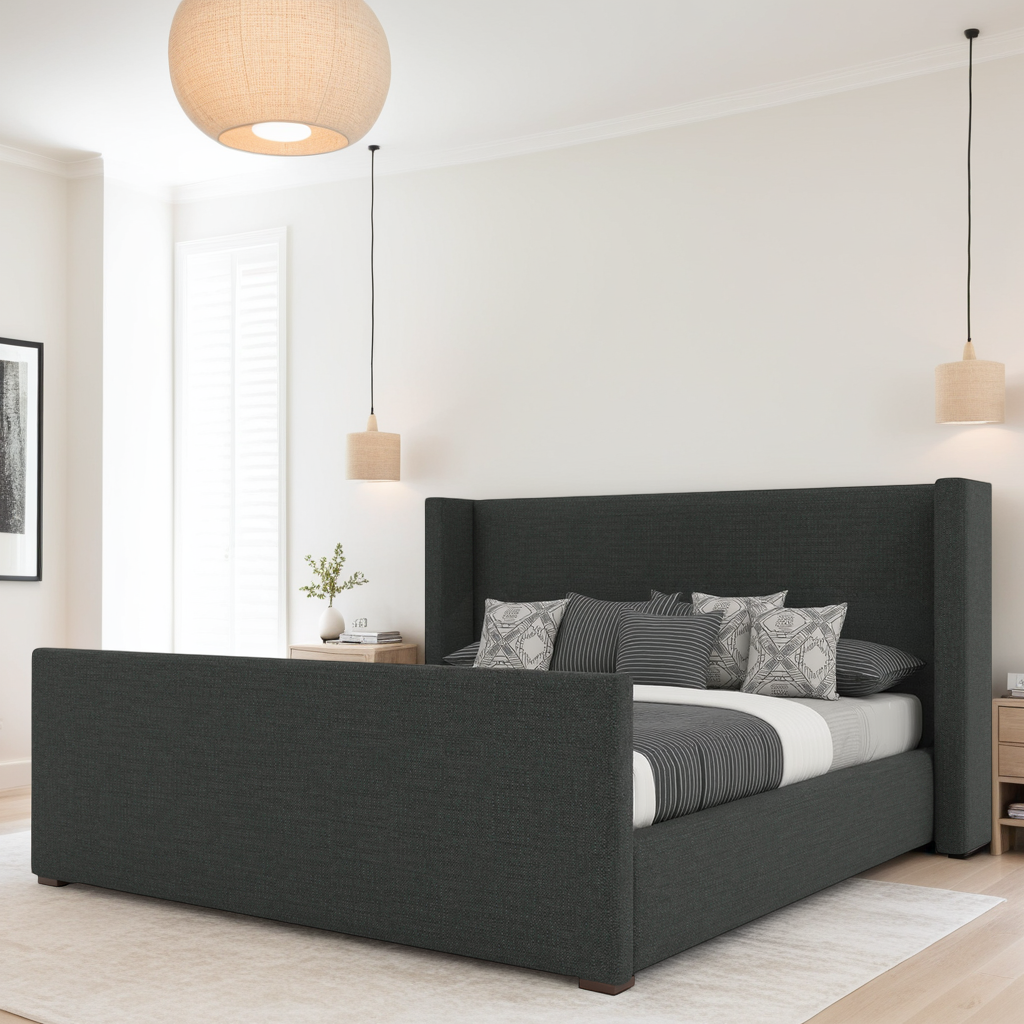 Aylet Plain Luxe Footboard Upholstered Bed