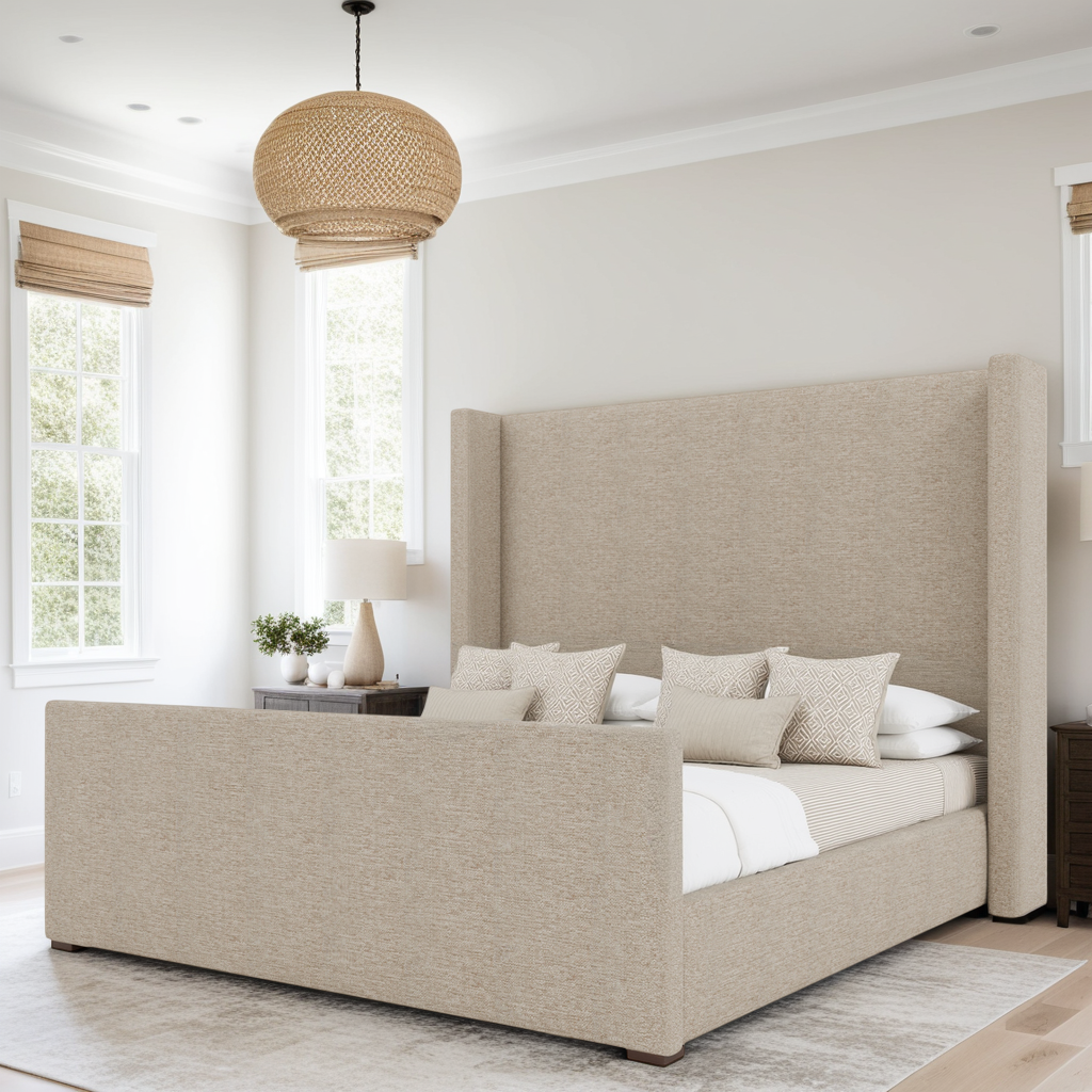 Aylet Plain Luxe Footboard Upholstered Bed