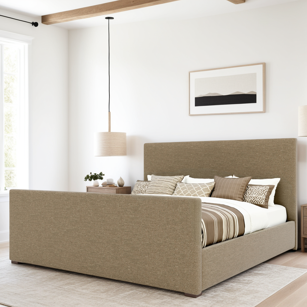 Moyra Plain Luxe Footboard Upholstered Bed