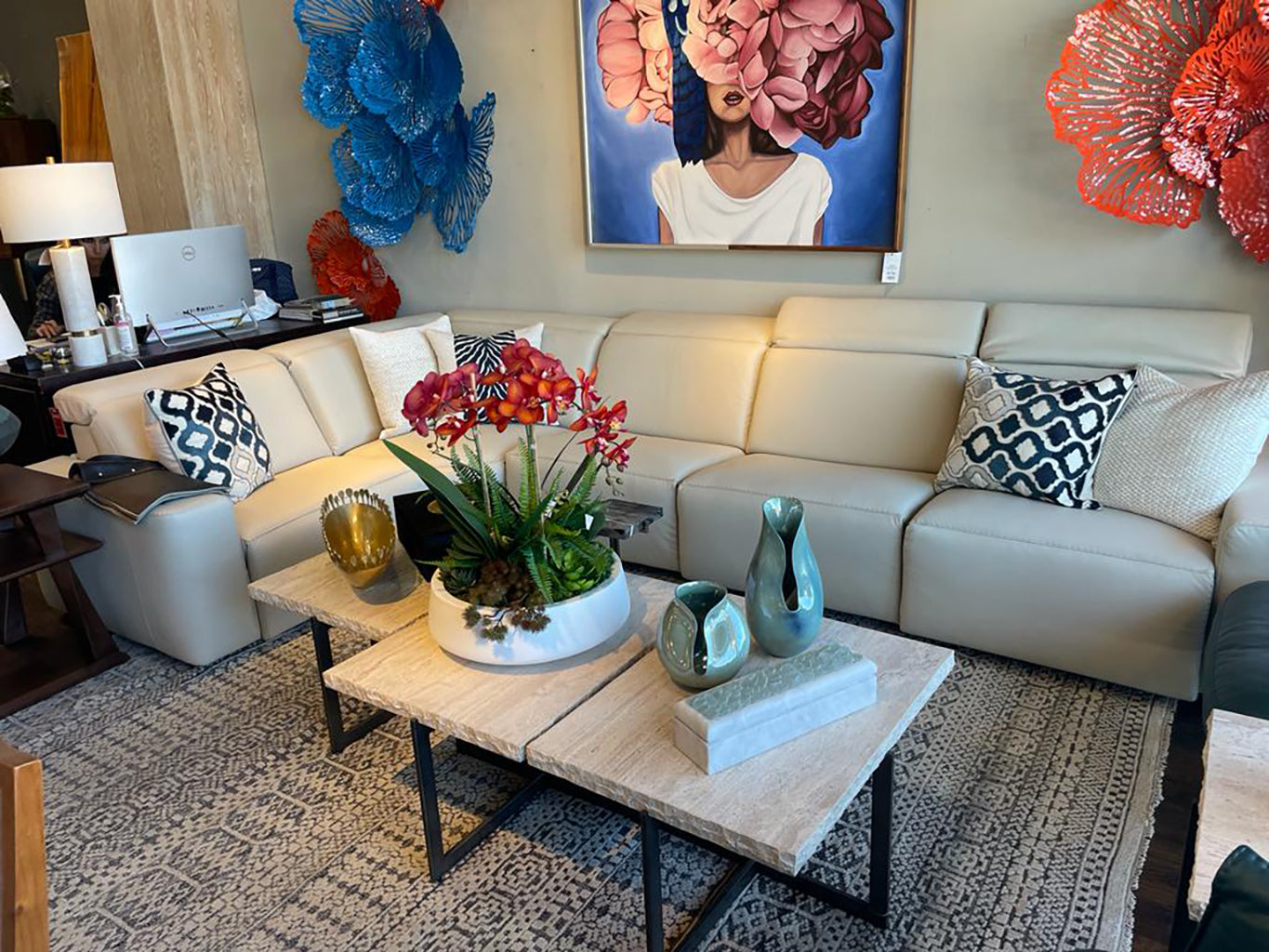 Cliff Leather Motion Sectional 5 Pieces